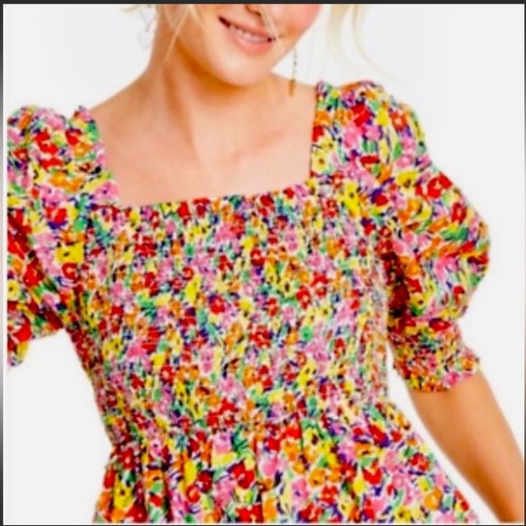EUC Rixo x Target 100% cotton colorful floral mini dress with puffed sleeves 3X - Picture 2 of 4